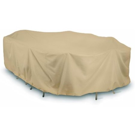 PROPATION 144 in. Oval-Rectangle Table Set Cover - Khaki PR519244